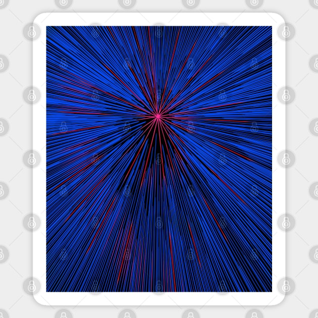 A colorful hyperdrive explosion - blue with neon red highlights version Sticker by DaveDanchuk